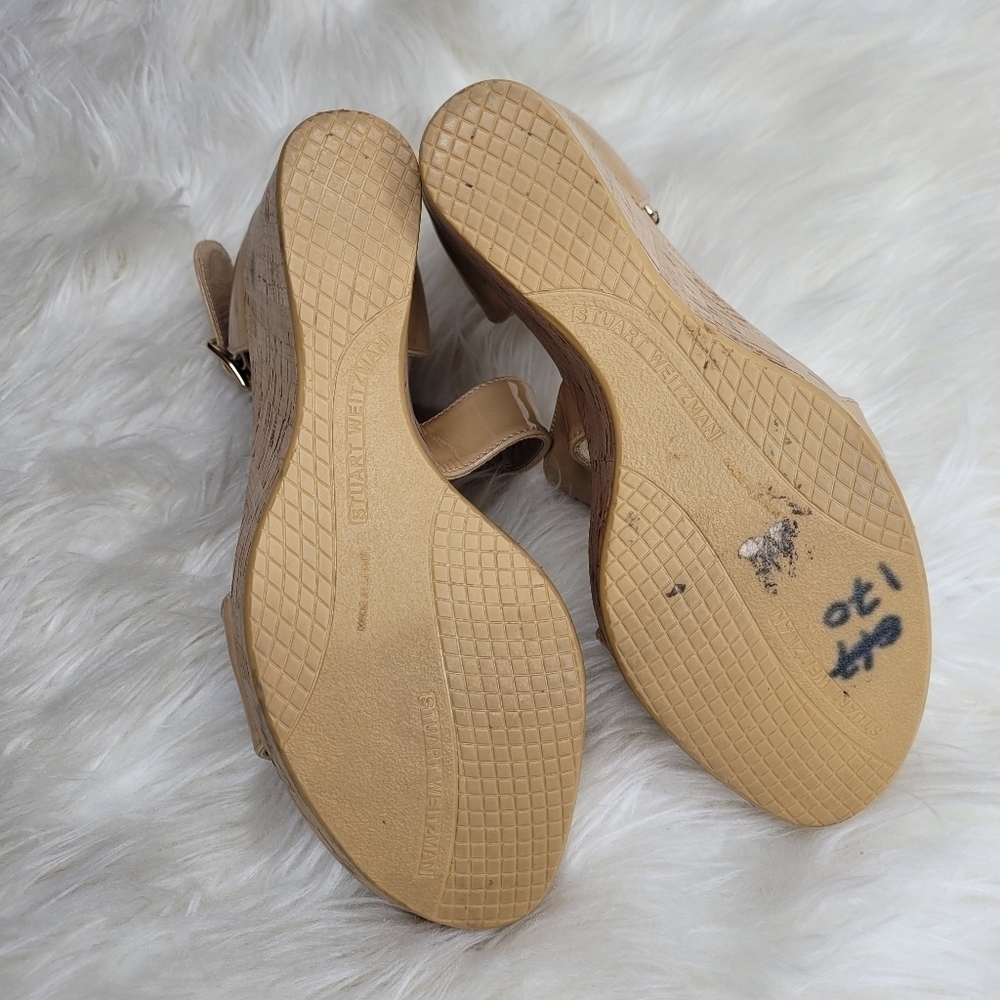 Stuart Weitzman Nude Cork Wedge Heels - Picture 14 of 14